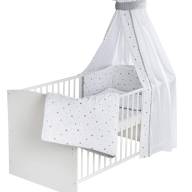 Детская кровать-трансформер Schardt Classic 4-в-1, белый/серые звезды