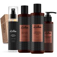 Подарочный набор для мужчин "Свежесть 24": очищающий гель для волос и тела 2 в 1, гель-скраб для душа, гель для умывания, дезодорант без запаха, Zeitun
