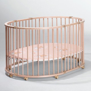 Детский манеж-кроватка Baby-Parc натуральный (дно - бежевое с овечками), Geuther